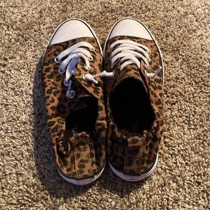 Leopard print slip on shoes